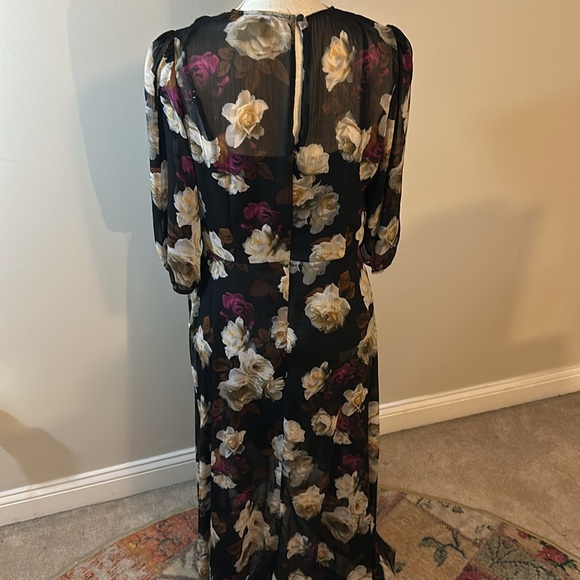 New Clavin Klein Faux Wrap Black Floral Dress Size 8 - Picture 9 of 14